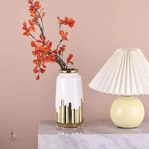 Vase décoratif blanc doré pour fleurs