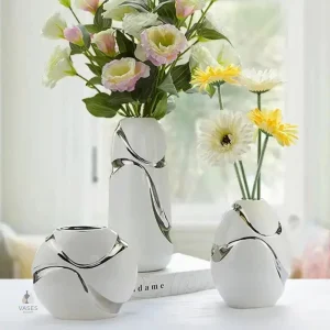 Vase décoratif blanc avec finition argentée