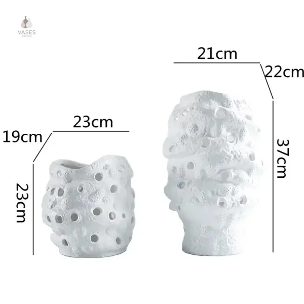 Vase blanc original, pièce maîtresse décorative