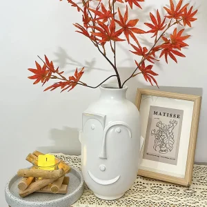Vase blanc visage, accessoire de décoration intérieure chic