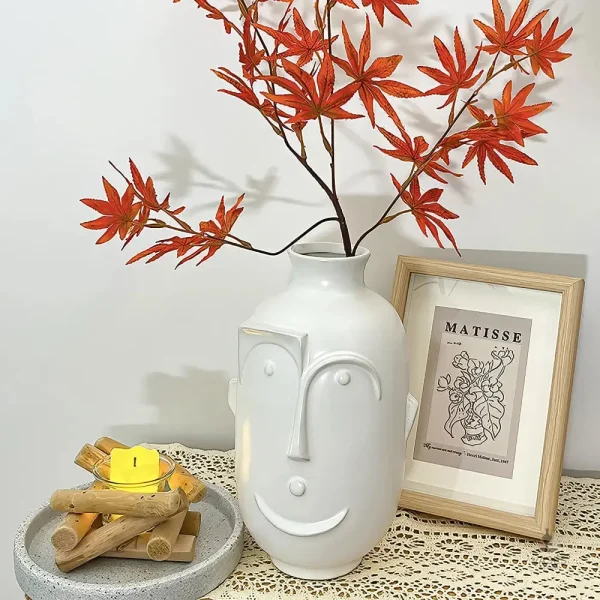 Vase blanc visage, accessoire de décoration intérieure chic
