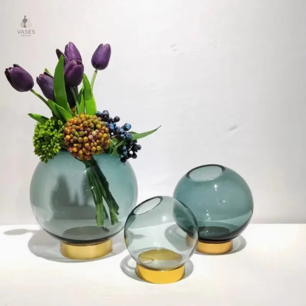 Vase en verre de forme ronde pour décoration