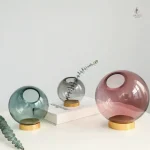Vase boule en verre transparent pour fleurs