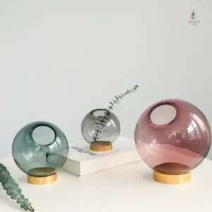 Vase boule en verre transparent pour fleurs