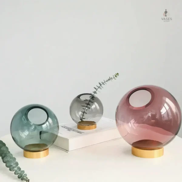 Vase boule en verre transparent pour fleurs