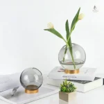 Vase décoratif en verre rond, style contemporain