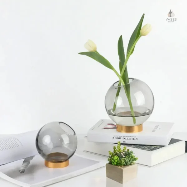 Vase décoratif en verre rond, style contemporain