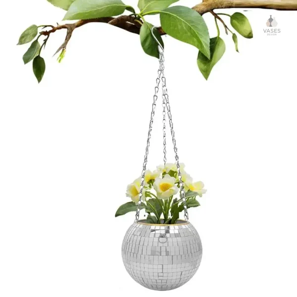 Vase design suspendu en verre