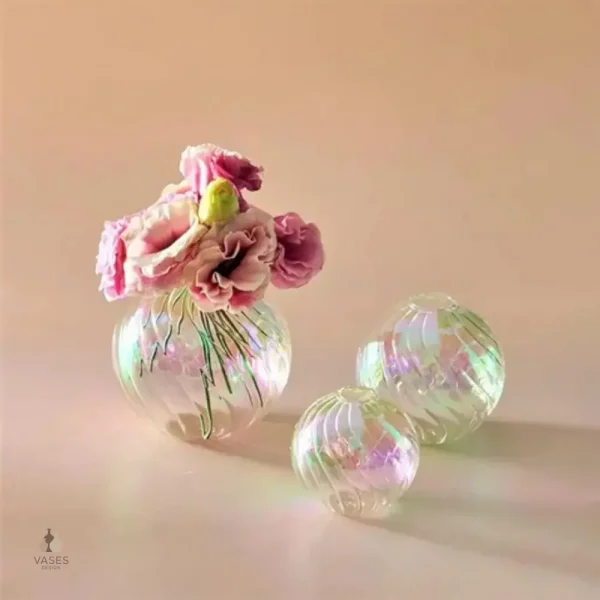 Vase boule transparent en verre