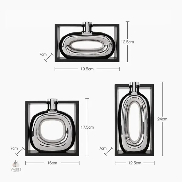 Vase céramique au style contemporain argenté