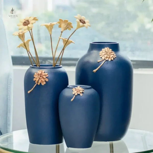 Vase céramique bleu élégant et moderne
