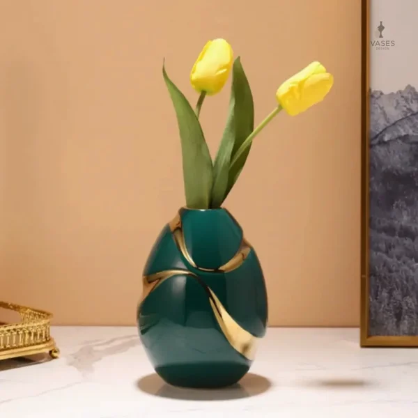 Vase céramique vert au design contemporain