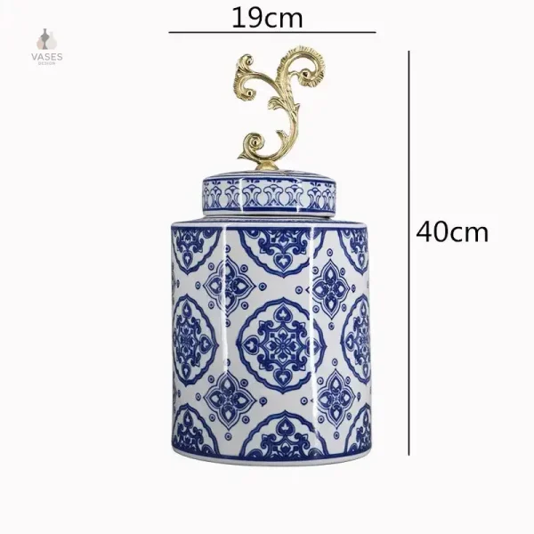 Vase chinois bleu blanc, design classique