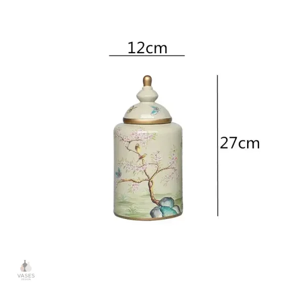 Vase traditionnel chinois illustré d'oiseaux