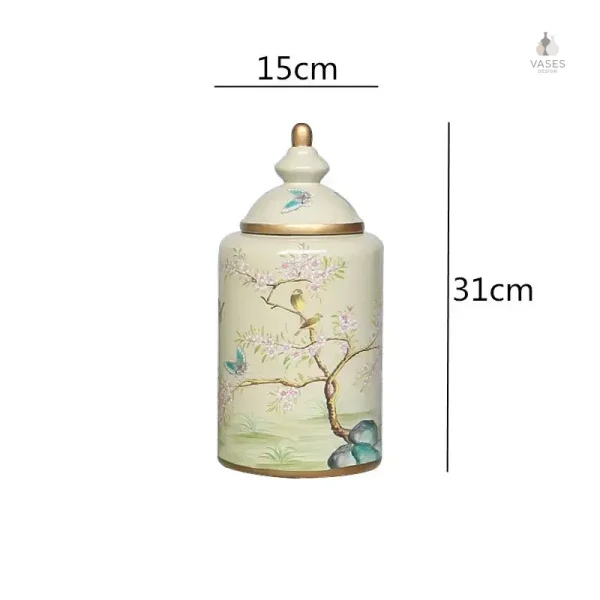 Vase décoratif chinois avec scène ornithologique
