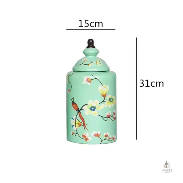 Vase en porcelaine ornée d'illustrations d'oiseaux