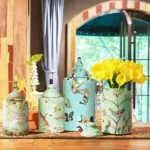Vase chinois ornée d'oiseaux colorés