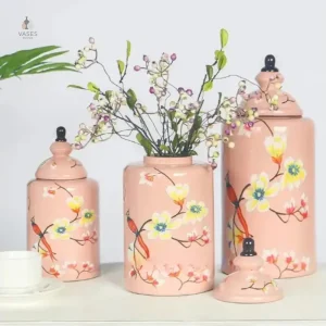 Vase en céramique chinoise décoré d'oiseaux
