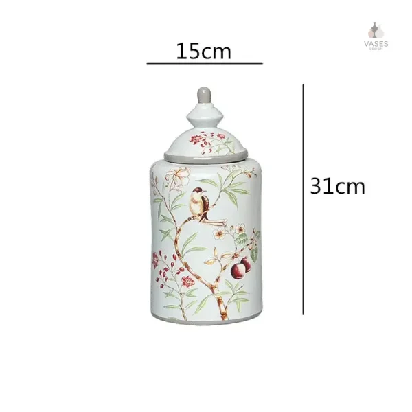 Vase décoratif chinois représentant des oiseaux