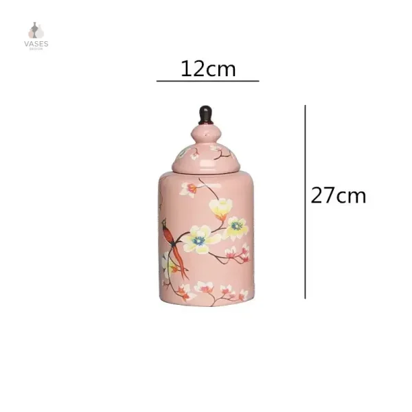 Vase ornée d'oiseaux sur fond chinois