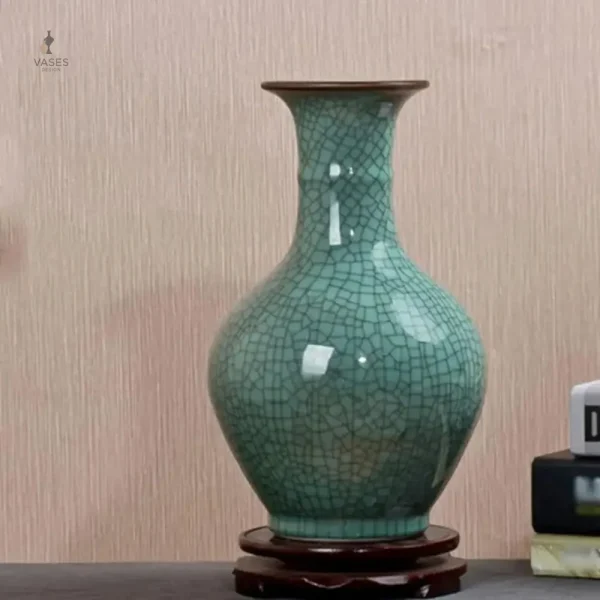 Vase vert en céramique, charme asiatique