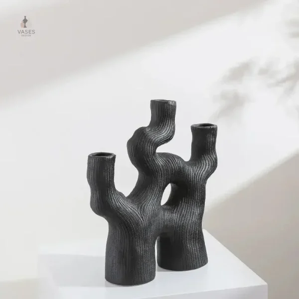Vase corail en céramique, idéal pour bouquets