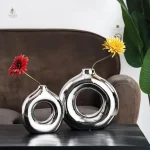 Vase décoratif argenté pour table ou étagère