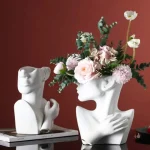 Vase demi visage artistique en céramique