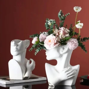 Vase demi visage artistique en céramique
