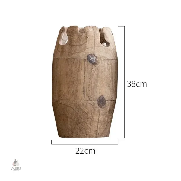 Vase en bois à texture naturelle