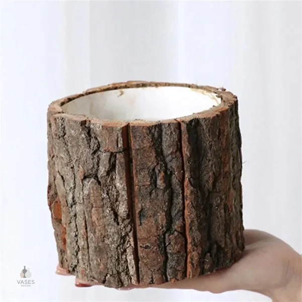 Vase en bois naturel, idéal pour fleurs fraîches ou séchées