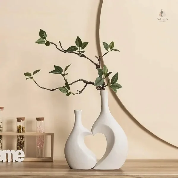 Vase cœur élégant en verre pour décoration intérieure