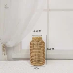Vase en paille et verre pour arrangements floraux
