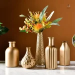 Vase en verre doré élégant pour décoration intérieure