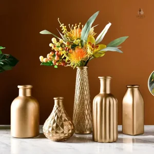 Vase en verre doré élégant pour décoration intérieure