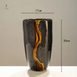 Vase art déco en verre noir décoratif