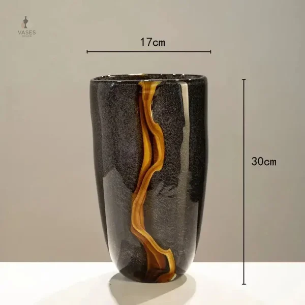 Vase art déco en verre noir décoratif