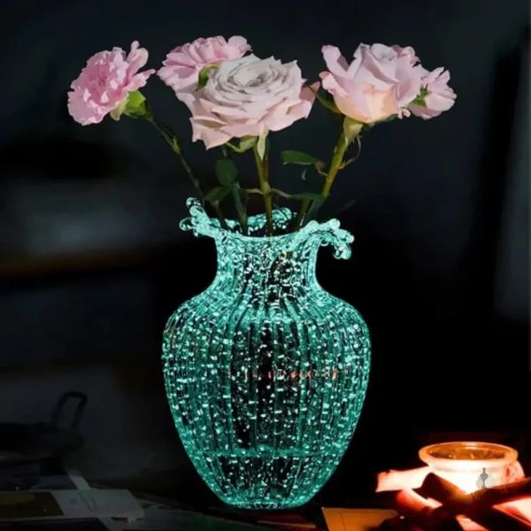 Vase en verre lumineux transparent