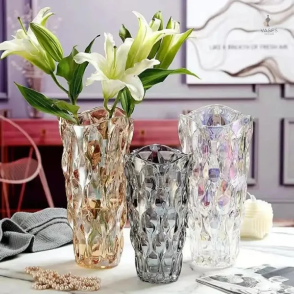 Vase vintage en verre transparent