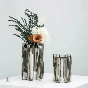 Vase décoratif en métal, idéal pour fleurs fraîches ou sèches