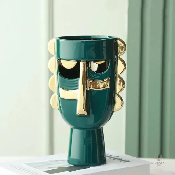Vase décoratif visage, pièce originale pour la maison