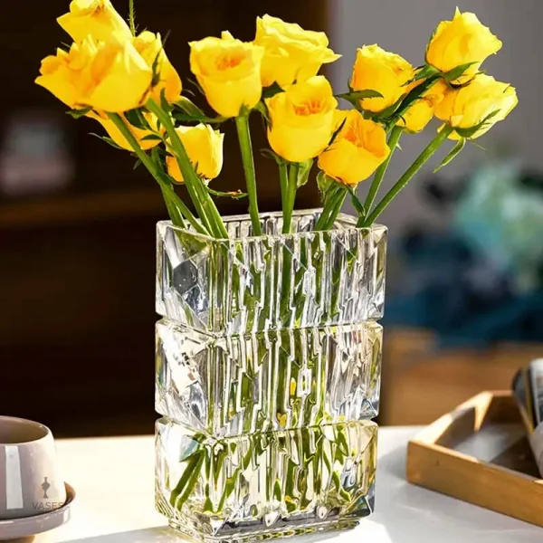 Vase en verre design rectangulaire pour décoration