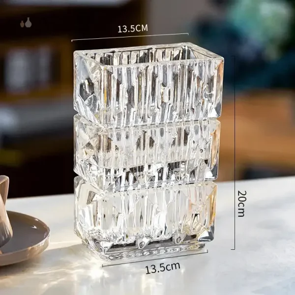 Vase en verre pour centre de table rectangulaire