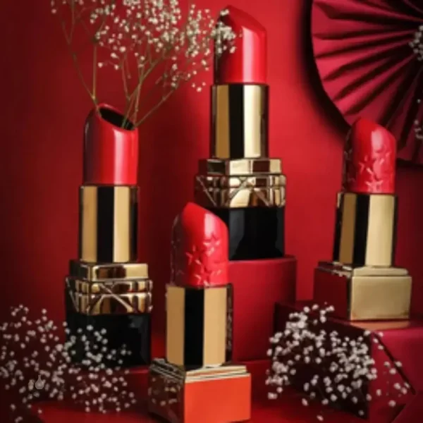 Vase à lèvre rouge avec finition brillante