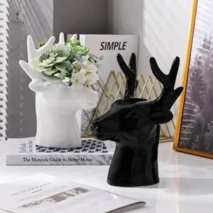 Vase tête de cerf décoratif en céramique