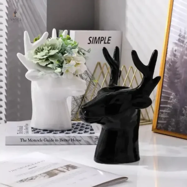 Vase tête de cerf décoratif en céramique
