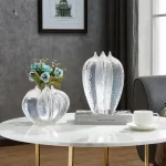 Vase décoratif en verre transparent, style moderne