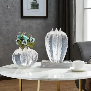 Vase décoratif en verre transparent, style moderne