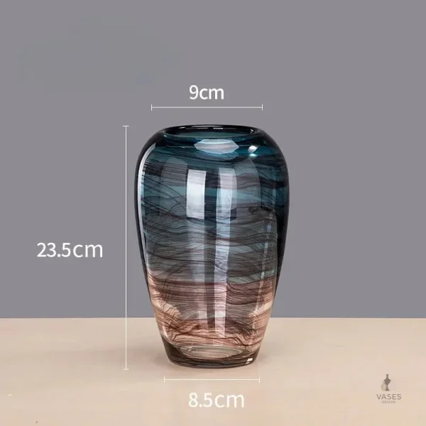 Vase en verre bleu pour fleurs