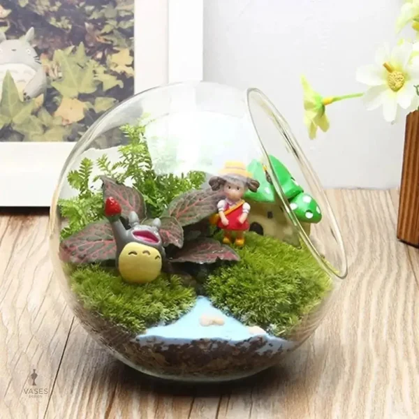 Vase boule en verre transparent